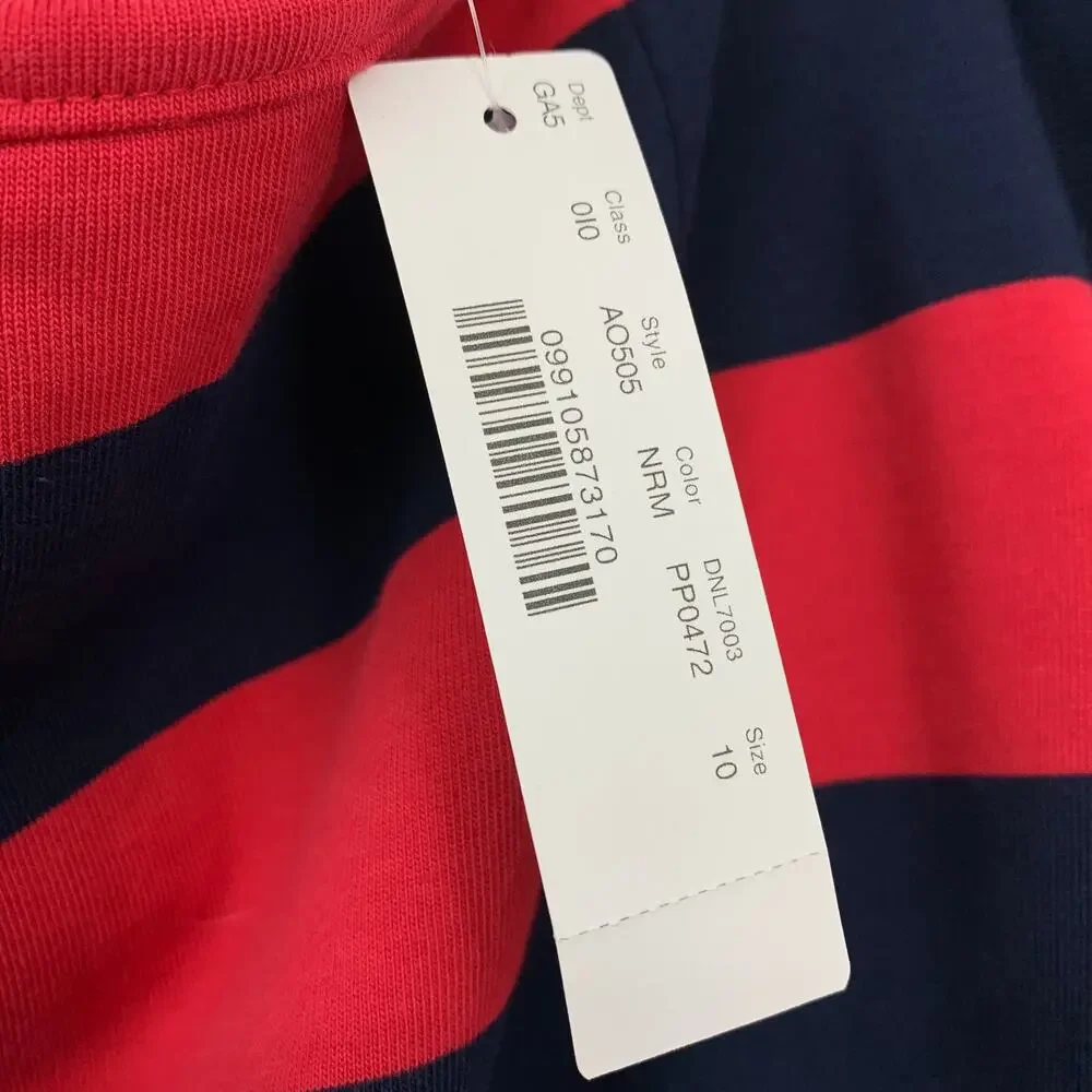 J.Crew Midi Length Pencil Skirt Womens Size 10 Red + Navy Striped Back Zip NEW
